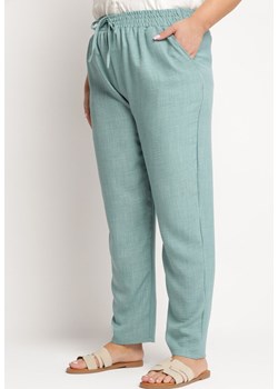 Miętowe Spodnie z Wiązaniem w Pasie i Kieszeniami Truvolia ze sklepu Born2be Odzież w kategorii Spodnie damskie - zdjęcie 172339520