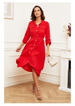 Le Monde du Lin Lniana sukienka w kolorze czerwonym ze sklepu Limango Polska w kategorii Sukienki - zdjęcie 172339602