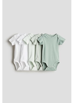 H & M - Bawełniane body 5-pak - Zielony ze sklepu H&M w kategorii Odzież dla niemowląt - zdjęcie 172339853