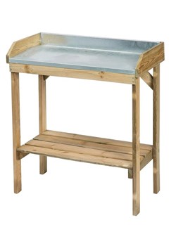 Drewniany stolik z cynkowym blatem do ogrodu - Pratt ze sklepu Edinos.pl w kategorii Donice i kwietniki ogrodowe - zdjęcie 172342350