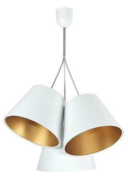 Biało-złota lampa wisząca welurowa - EXX67-Semina ze sklepu Edinos.pl w kategorii Lampy wiszące - zdjęcie 172343070