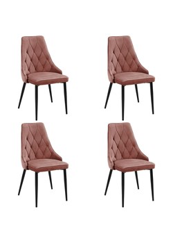 Nowoczesny komplet 4 welurowych różowych krzeseł - Sageri 4X ze sklepu Edinos.pl w kategorii Krzesła - zdjęcie 172343131