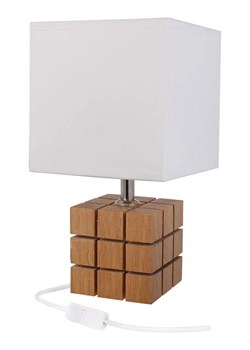 Brązowa drewniana lampka nocna kostka - S230-Revila ze sklepu Edinos.pl w kategorii Lampy stołowe - zdjęcie 172344043