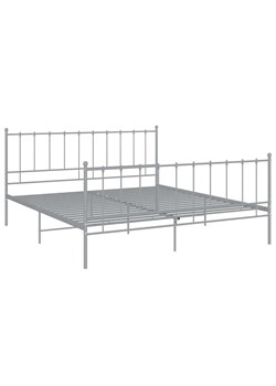 Szare metalowe łóżko z zagłówkiem 140x200 cm - Cesaro ze sklepu Edinos.pl w kategorii Łóżka i materace - zdjęcie 172344224