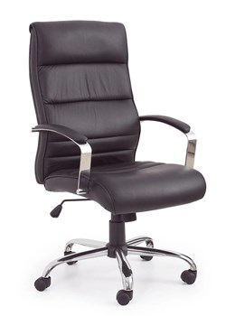 Czarny fotel biurowy ze skóry naturalnej - Canot ze sklepu Edinos.pl w kategorii Krzesła do biurka - zdjęcie 172344372