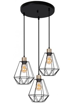 Czarna potrójna lampa wisząca w stylu loftowym - K116-Wigo ze sklepu Edinos.pl w kategorii Lampy wiszące - zdjęcie 172344991