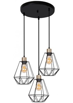Czarna potrójna lampa wisząca w stylu loftowym - K116 R9-R57 ze sklepu Edinos.pl w kategorii Lampy wiszące - zdjęcie 172344991