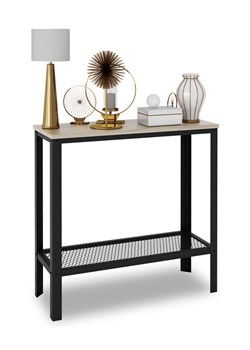 Minimalistyczna konsola z metalowym stelażem czarny + dąb sonoma G4-R49 ze sklepu Edinos.pl w kategorii Konsole - zdjęcie 172345152