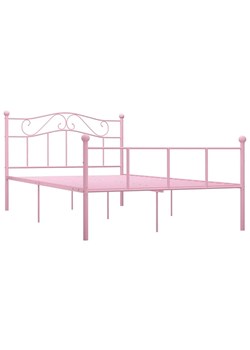 Różowe metalowe łóżko w stylu loft 160x200 cm - Okla ze sklepu Edinos.pl w kategorii Łóżka i materace - zdjęcie 172345322