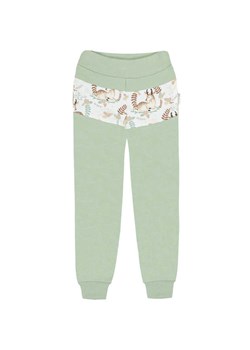 Zielone spodnie dresowe dla dziewczynki z motywem sarenek ze sklepu 5.10.15 w kategorii Spodnie i półśpiochy - zdjęcie 172346133
