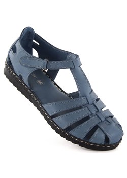 Skórzane sandały damskie pełne ażurowe niebieskie T.Sokolski A88 ze sklepu ButyModne.pl w kategorii Sandały damskie - zdjęcie 172346480