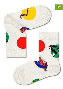 Happy Socks Skarpety (2 pary) w kolorze białym ze wzorem ze sklepu Limango Polska w kategorii Skarpetki dziecięce - zdjęcie 172347170