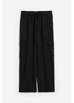 H & M - Spodnie cargo z domieszką lnu - Czarny ze sklepu H&M w kategorii Spodnie damskie - zdjęcie 172347202