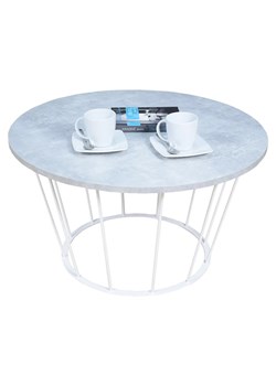 Okrągły stolik kawowy z białym stelażem beton - Savik 5X ze sklepu Edinos.pl w kategorii Stoliki kawowe - zdjęcie 172348711