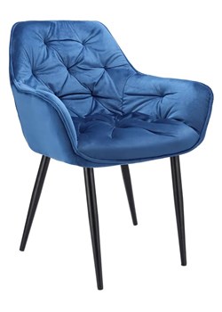 Granatowe welurowe krzesło fotelowe - Akio ze sklepu Edinos.pl w kategorii Krzesła - zdjęcie 172348830