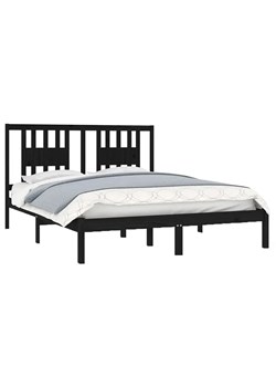 Czarne podwójne łóżko z drewna 140x200 - Basel 5X ze sklepu Edinos.pl w kategorii Łóżka i materace - zdjęcie 172348984