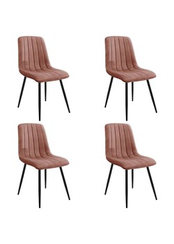 Komplet 4 różowych welurowych krzeseł - Soniro 4X ze sklepu Edinos.pl w kategorii Krzesła - zdjęcie 172349123