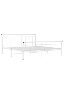 Białe metalowe łóżko małżeńskie 160x200 cm - Keri ze sklepu Edinos.pl w kategorii Łóżka i materace - zdjęcie 172349222