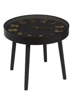 Czarny okrągły stolik kawowy z zegarem - Ahor ze sklepu Edinos.pl w kategorii Stoliki kawowe - zdjęcie 172349224