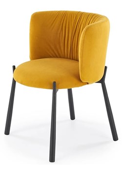 Musztardowe welwetowe krzesło - Kamaro ze sklepu Edinos.pl w kategorii Krzesła - zdjęcie 172349263