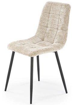 Beżowe tapicerowane krzesło metalowe - Cremi ze sklepu Edinos.pl w kategorii Krzesła - zdjęcie 172349283