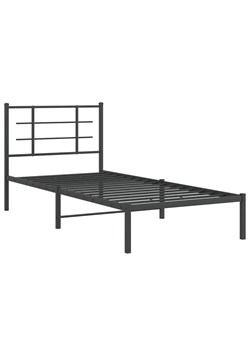 Czarne metalowe łóżko małżeńskie 100x200 cm - Laxo ze sklepu Edinos.pl w kategorii Łóżka i materace - zdjęcie 172349292