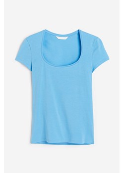 H & M - T-shirt z głębokim dekoltem - Niebieski ze sklepu H&M w kategorii Bluzki damskie - zdjęcie 172351543