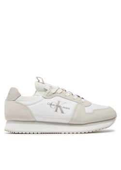 Calvin Klein Jeans Sneakersy Runner Sock Lace Up YM0YM00553 Biały ze sklepu MODIVO w kategorii Buty sportowe damskie - zdjęcie 172351981