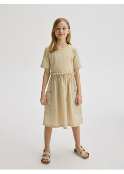 Reserved - Bawełniana sukienka - beżowy ze sklepu Reserved w kategorii Sukienki dziewczęce - zdjęcie 172353143