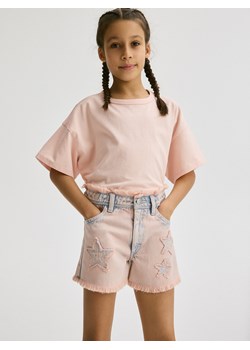 Reserved - Jeansowe szorty wide leg - różowy ze sklepu Reserved w kategorii Spodenki dziewczęce - zdjęcie 172353170