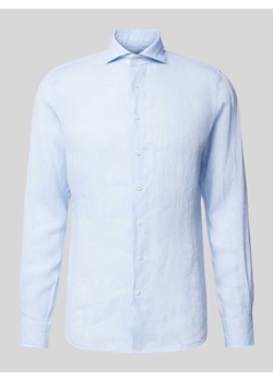 Koszula lniana o kroju slim fit z kołnierzykiem typu cutaway ze sklepu Peek&Cloppenburg  w kategorii Koszule męskie - zdjęcie 172354651