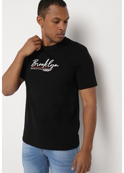 Czarna Koszulka z Bawełny Ozdobiona Nadrukiem Eloenna ze sklepu Born2be Odzież w kategorii T-shirty męskie - zdjęcie 172354961