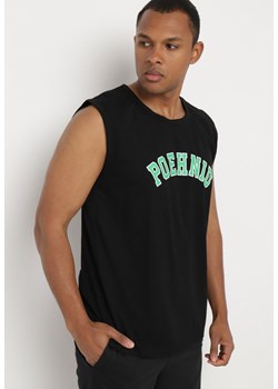 Czarna Koszulka Bawełniana bez Rękawów z Napisem Tiimasue ze sklepu Born2be Odzież w kategorii Podkoszulki męskie - zdjęcie 172354990