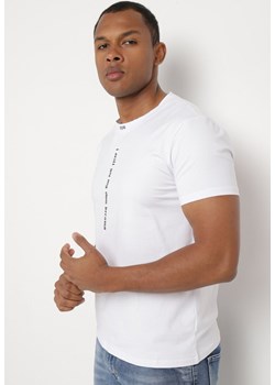 Biała Bawełniana Koszulka T-Shirt z Krótkim Rękawem i Nadrukiem Trinalia ze sklepu Born2be Odzież w kategorii T-shirty męskie - zdjęcie 172355020