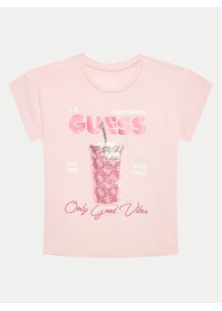 Guess T-Shirt K4GI24 K6YW4 Różowy Regular Fit ze sklepu MODIVO w kategorii Bluzki dziewczęce - zdjęcie 172355304