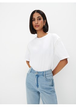 Mohito - Bawełniany t-shirt - biały ze sklepu Mohito w kategorii Bluzki damskie - zdjęcie 172355570