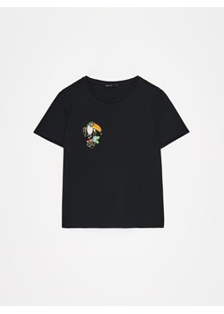 Mohito - Czarny t-shirt z aplikacją - czarny ze sklepu Mohito w kategorii Bluzki damskie - zdjęcie 172355660
