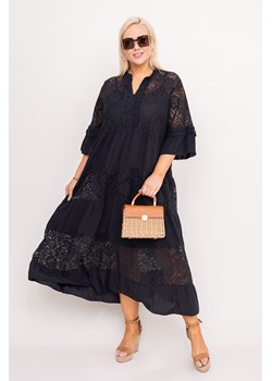 Czarna Sukienka z haftem VERDINA ze sklepu TONO w kategorii Sukienki - zdjęcie 172356790