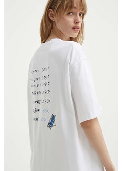Samsoe Samsoe t-shirt bawełniany SAGIOTTO kolor biały z nadrukiem U24200007 ze sklepu ANSWEAR.com w kategorii Bluzki damskie - zdjęcie 172358131