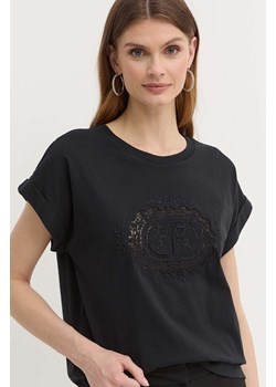 Twinset t-shirt bawełniany damski kolor czarny ze sklepu ANSWEAR.com w kategorii Bluzki damskie - zdjęcie 172358672