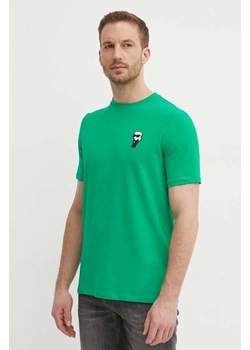 Karl Lagerfeld t-shirt męski kolor zielony z aplikacją 542221.755027 ze sklepu ANSWEAR.com w kategorii T-shirty męskie - zdjęcie 172358760