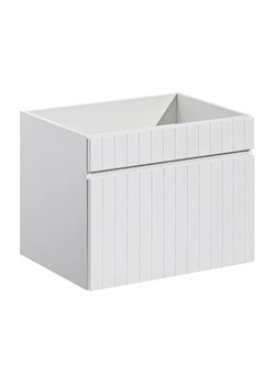 Biała ścienna szafka umywalkowa 60 cm z lamelami - Dione 5X ze sklepu Edinos.pl w kategorii Szafki i regały łazienkowe - zdjęcie 172359761