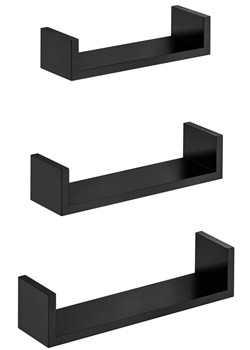 Komplet 3 czarnych półek wiszących minimalistycznych - Asoka ze sklepu Edinos.pl w kategorii Półki - zdjęcie 172360024
