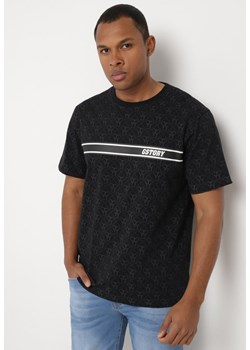 Czarna Bawełniana Koszulka z Krótkim Rękawem i Nadrukiem Timamie ze sklepu Born2be Odzież w kategorii T-shirty męskie - zdjęcie 172360274