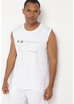 Biała Bawełniana Koszulka bez Rękawów z Nadrukiem Acacilla ze sklepu Born2be Odzież w kategorii Podkoszulki męskie - zdjęcie 172360333