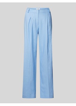 Spodnie lniane z szeroką nogawką i zakładkami w pasie model ‘Cristiana’ ze sklepu Peek&Cloppenburg  w kategorii Spodnie damskie - zdjęcie 172361112
