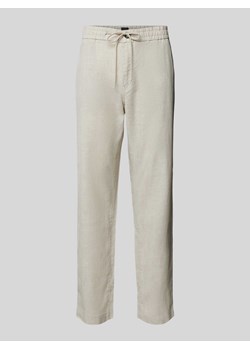 Spodnie lniane o kroju tapered fit z tunelem ze sklepu Peek&Cloppenburg  w kategorii Spodnie męskie - zdjęcie 172361122