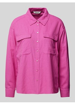 Bluzka lniana o kroju oversized z kieszeniami z patką na piersi model ‘CARO’ ze sklepu Peek&Cloppenburg  w kategorii Koszule damskie - zdjęcie 172361192