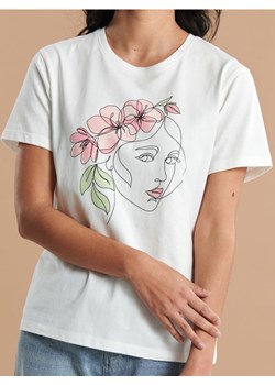 Sinsay - Koszulka z nadrukiem - kremowy ze sklepu Sinsay w kategorii Bluzki damskie - zdjęcie 172363342