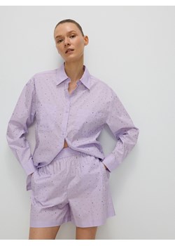 Reserved - Bawełniana koszula z aplikacjami strasu - lawendowy ze sklepu Reserved w kategorii Koszule damskie - zdjęcie 172363664